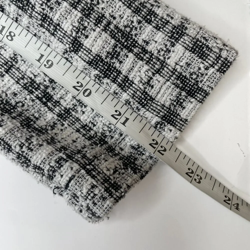 Melloday Black White Plaid Open Front Cotton Blend Longline Coat Jacket M